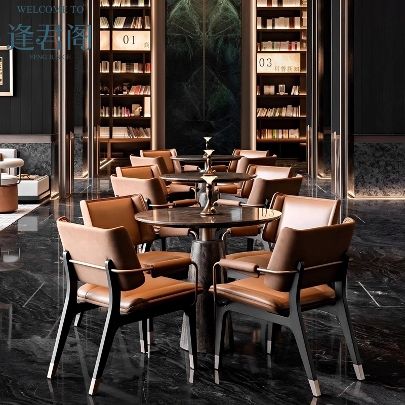 新中式售楼处部洽谈桌椅组合酒店大厅会客区商务接待休闲一桌四椅