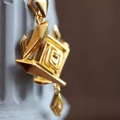 好评璃月岩神瞳项链吊坠钟离镀金原神同人周边创意设计生日礼物