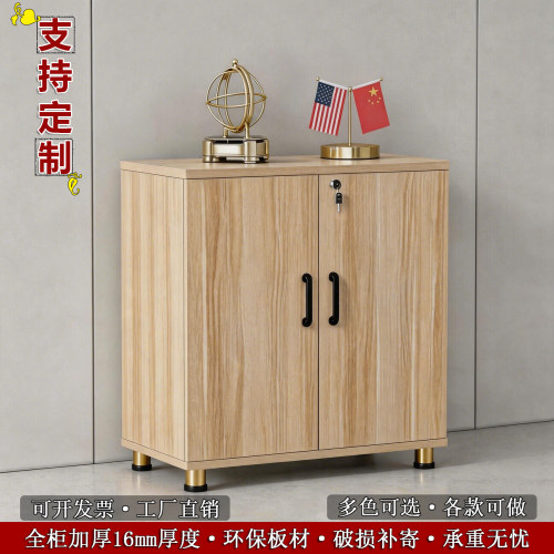 办公室带锁文件柜双门储物资料档案柜简易收纳柜靠墙移动桌边矮柜