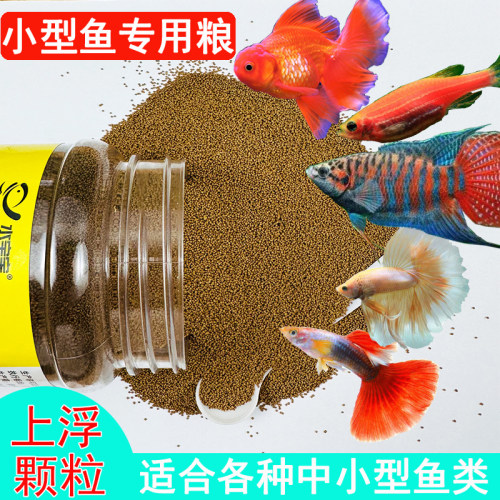 小型鱼饲料上浮高蛋白孔雀鱼鱼食小颗粒斗鱼斑马鱼热带鱼通用鱼粮