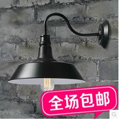 美式乡村工业复古铁艺壁灯北欧LOFT时尚餐厅吧台客厅卧室锅盖壁灯