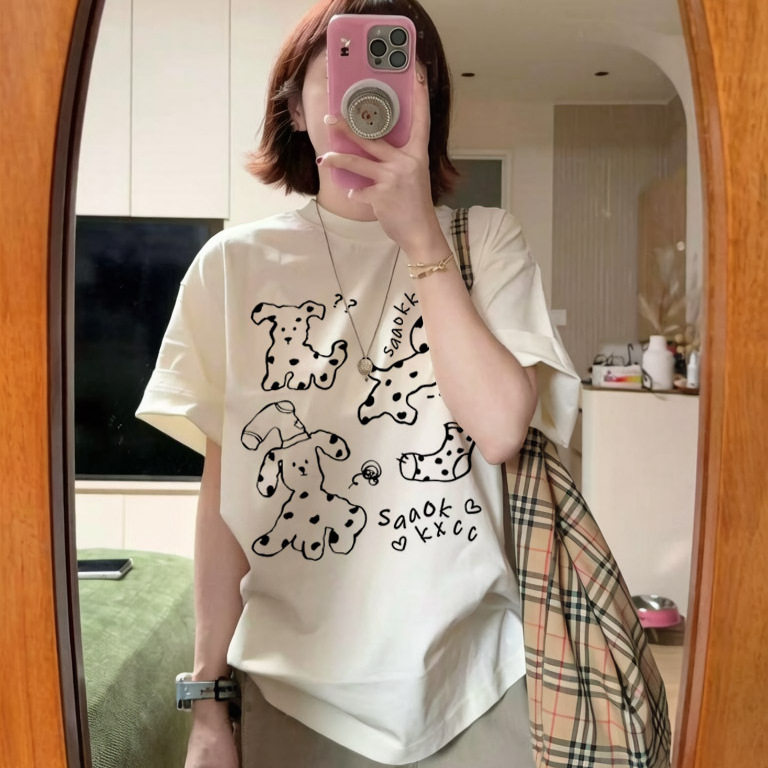 星亿白色纯棉正肩短袖t恤女2026新款大码夏季设计感宽松休闲半袖