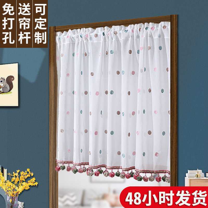 卧室飘窗帘纱帘韩式田园布艺门帘穿杆帘客厅厨房玄关隔断帘_虎窝淘