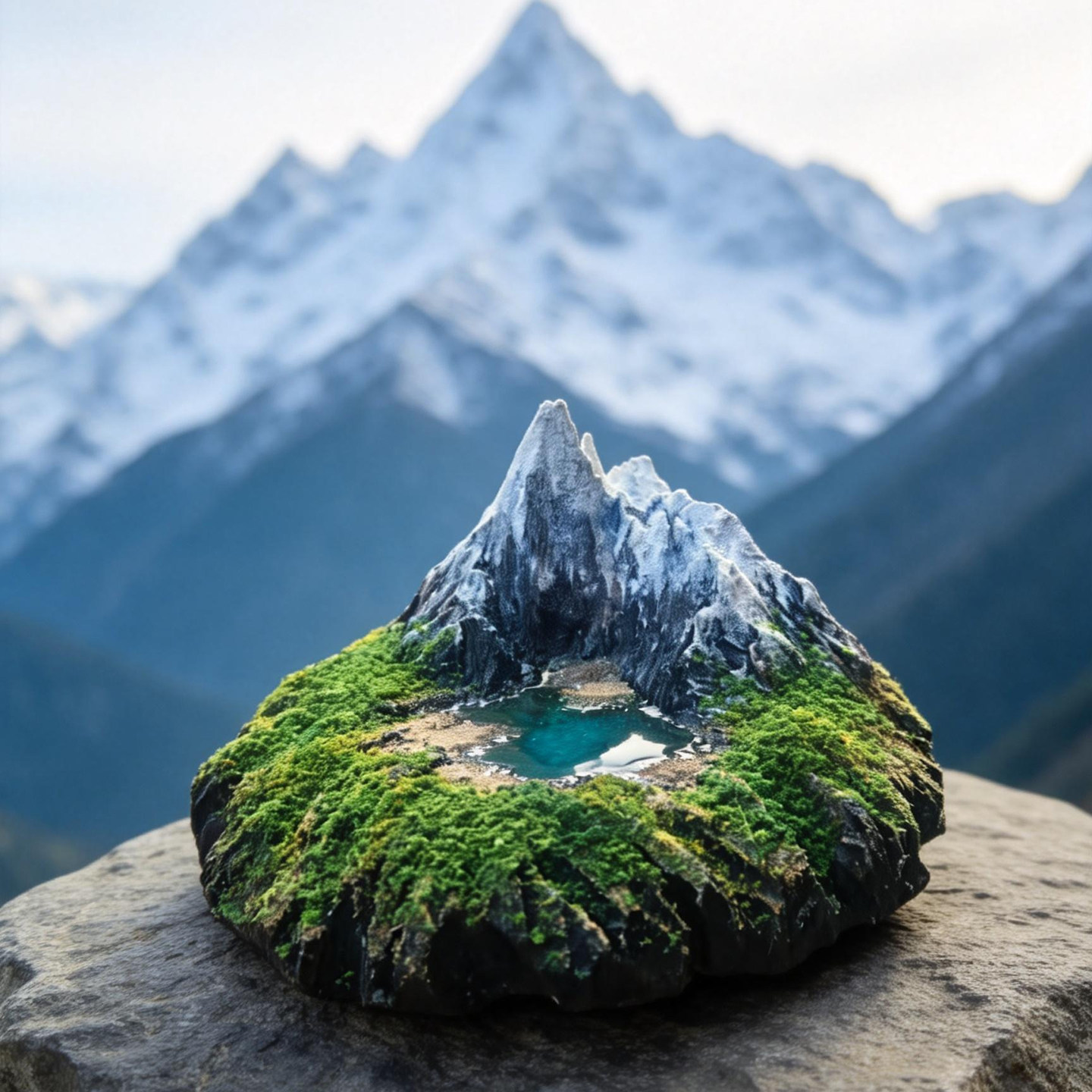 定制绿水青山微缩景观沙盘手工制作雪山湖泊场景模型手办摆件礼物图片