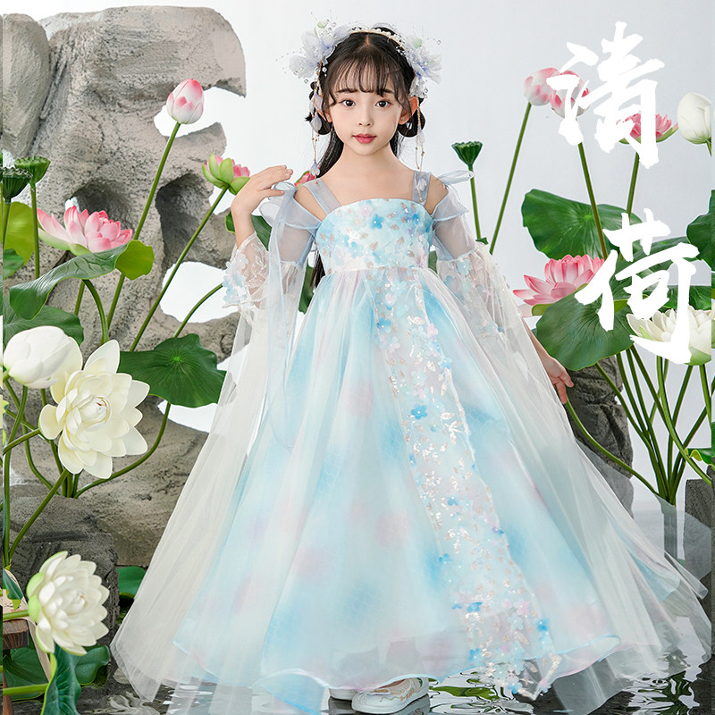 爱贝佳薄款春夏女童超仙汉服新款