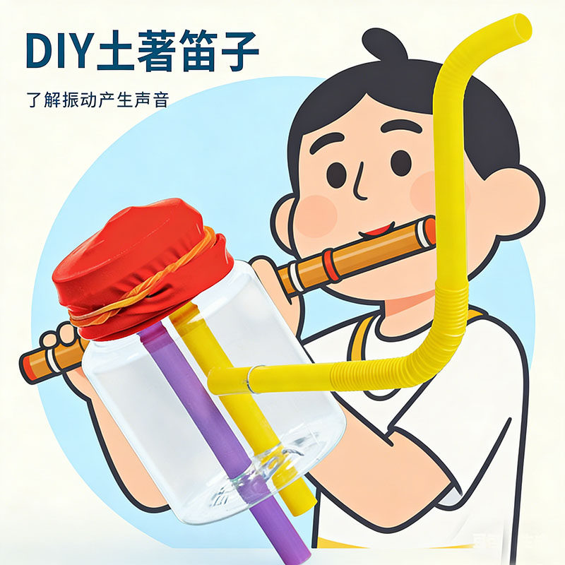 学生科学实验土著笛子diy儿童科技小制作材料包steam自制发明乐器