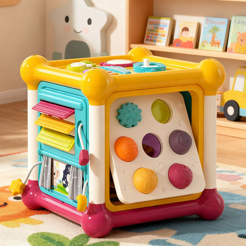 蒙氏因果关系忙碌球0一3岁益智早教玩具六面体形状配对9新生礼物