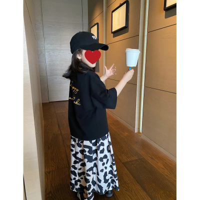 YUSONG小女孩韩系豹纹半身裙
