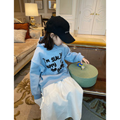 韩版 男童女儿童装 休闲洋气字母连帽套头卫衣 2026春秋新款 YUSONG