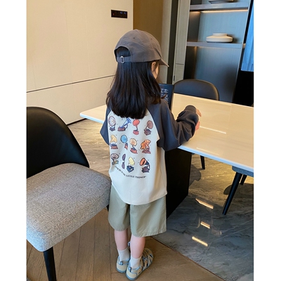 YUSONG拼接撞色后背印花卫衣