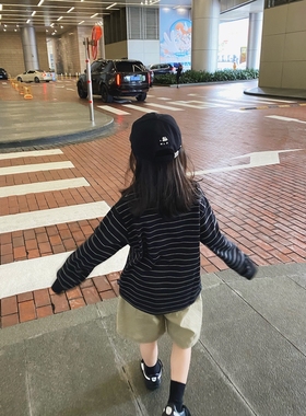 YUSONG◆2025春秋新款男童女儿童装日系休闲条纹打底内搭T恤卫衣