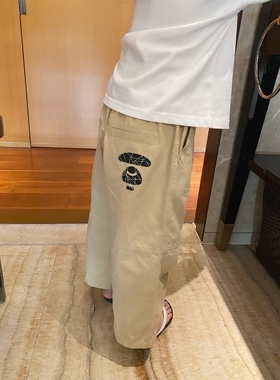 YUSONG◆2024春秋新款童装日系印花工装裤男女儿童休闲直筒长裤子