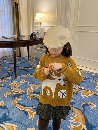 YUSONG◆儿童秋冬麋鹿提花毛衣