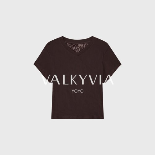 【Valkyvia/悠悠奢品】后背蕾丝短袖T恤女设计感小众显瘦上6263