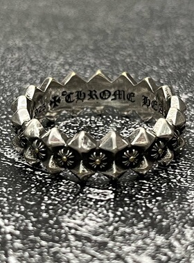 克罗泰银复古做旧！满齿轮圈戒戒指 个性百搭款