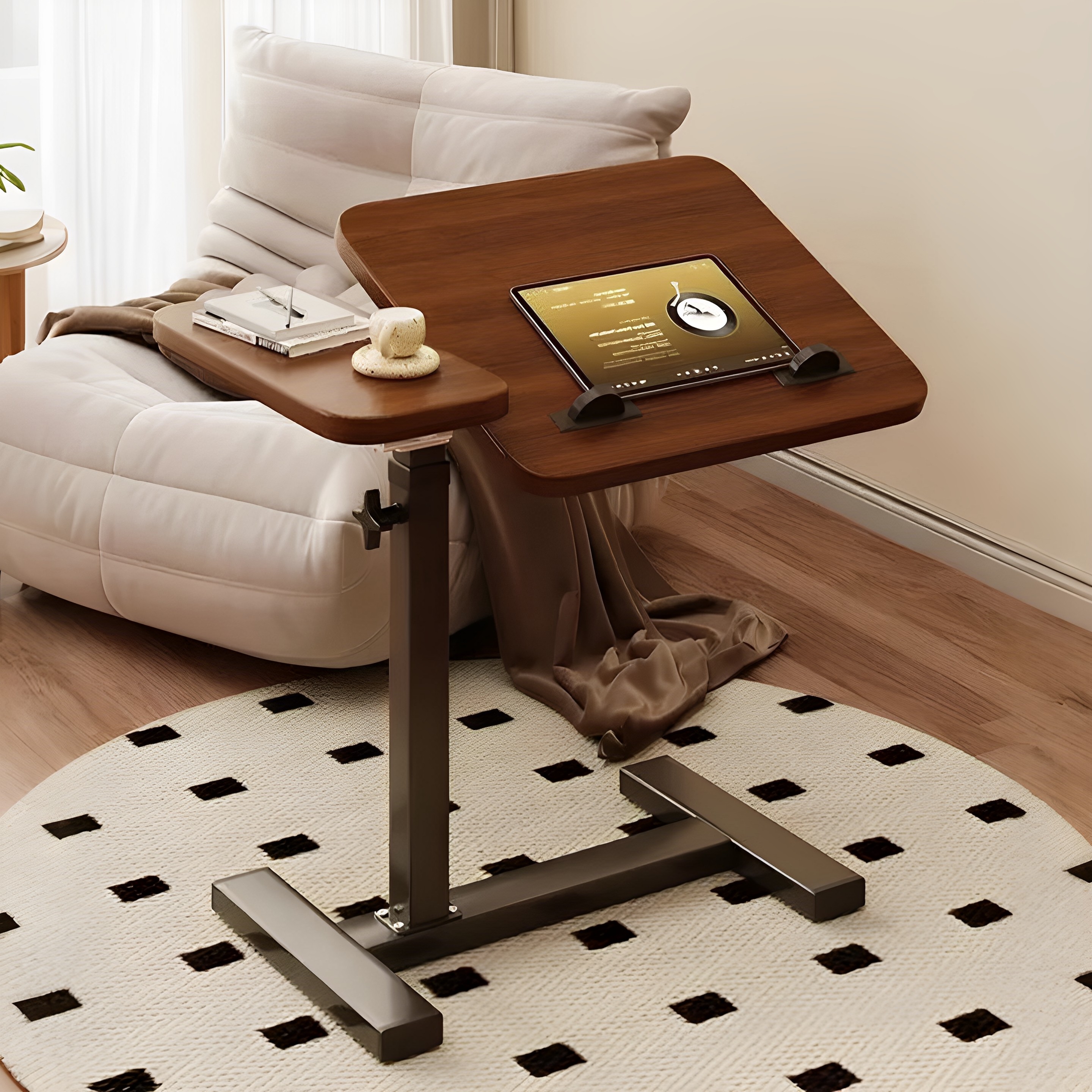 电脑桌移动升降折叠办公桌床边桌简易家用书桌小型工作台沙发边几