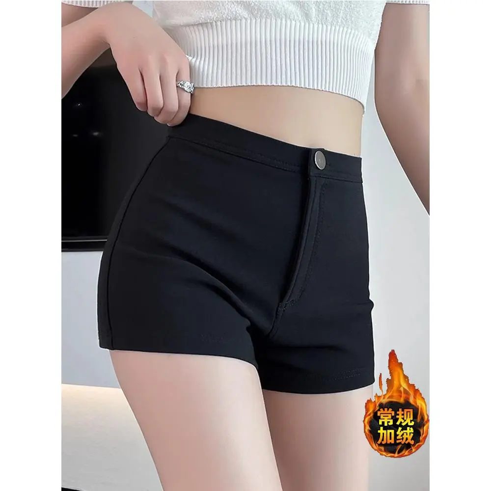 下衣失踪打底短裤女2024春季加绒加厚外穿紧身弹力辣妹超短靴裤潮