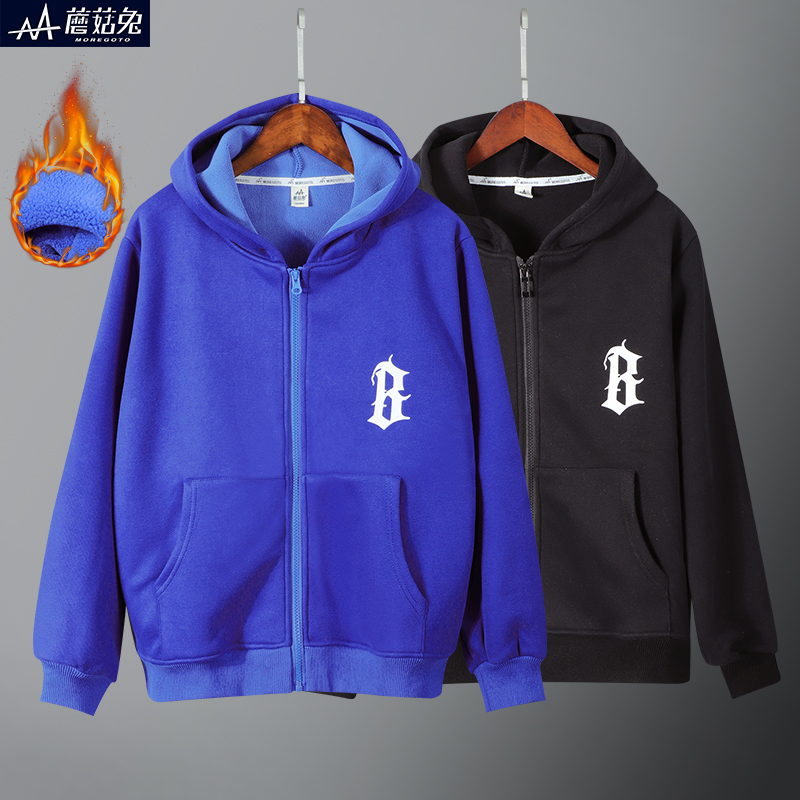 蘑菇兔胖男童加绒连帽外套一体绒