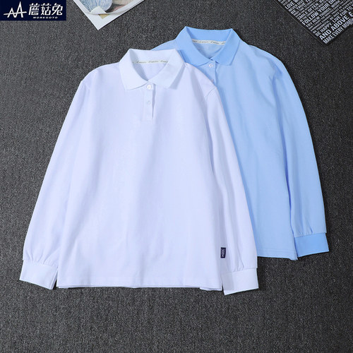 蘑菇兔胖男童白色POLO衫长袖T恤