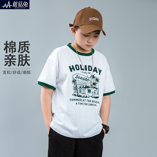 胖男童短袖T恤男孩半袖时尚圆领
