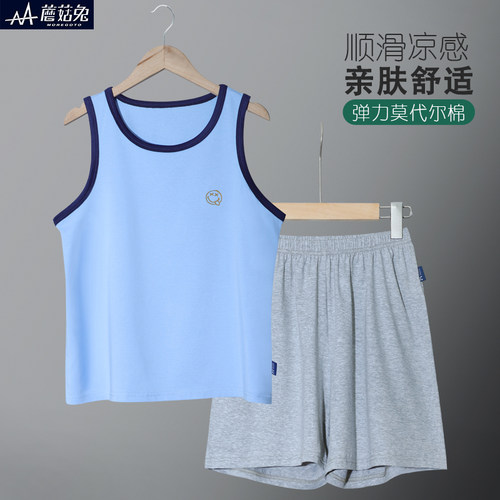 蘑菇兔胖男童莫代尔套装夏季薄款