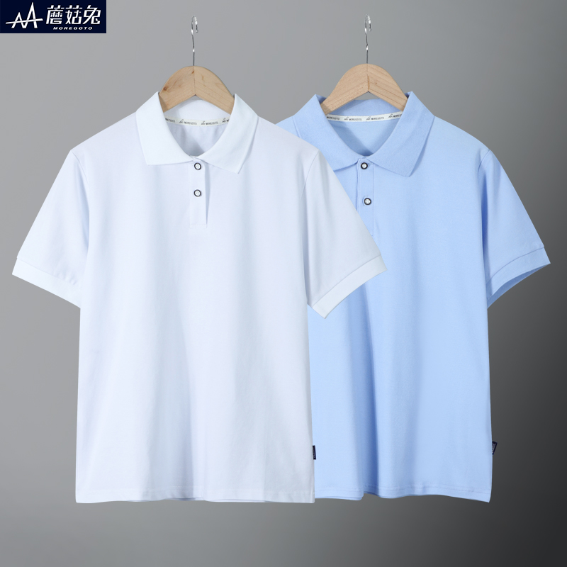 蘑菇兔胖男童短袖POLO衫白色翻领