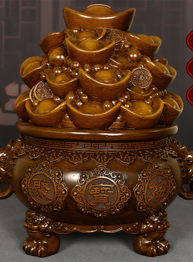 招财聚宝盆摆件可存可取存钱罐中式酒柜风水装饰店铺开业前台礼品