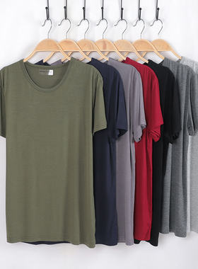 男短袖夏t恤睡衣家居服宽松莫代尔休闲运动薄款超大码滑爽柔软肥