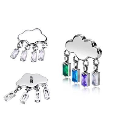 小众设计唇钉耳骨钉替换配件云朵锆石耳环耳骨钉替换头外牙饰品