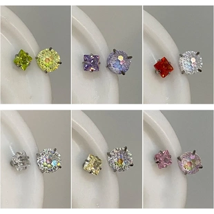爆闪幻彩天火烟花切锆石耳钉马蹄环1.2粗杆内螺旋耳饰穿刺饰品