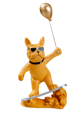 简约时尚卡通冲浪法斗犬装饰摆件