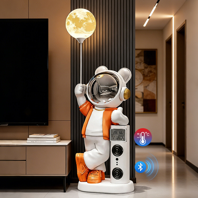 潮酷宇航员带夜灯蓝牙音响时钟落地摆件客厅电视柜创意家居装饰品