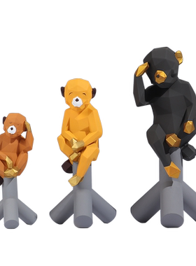 室内简约现代风猴子小摆件折纸