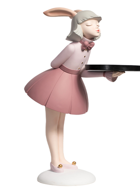 兔宝女孩创意电视柜沙发旁茶几装饰乔迁礼品轻奢橱窗大型落地摆件