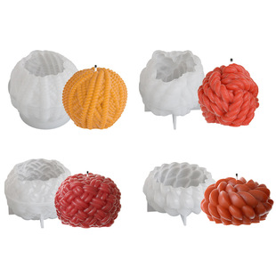 毛线团绳结蜡烛模具DIY圣安娜花朵蜡烛水晶滴胶石膏摆件硅胶模具