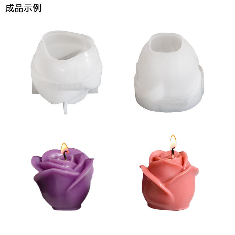 花朵多肉玫瑰花苞蜡烛硅胶模具情