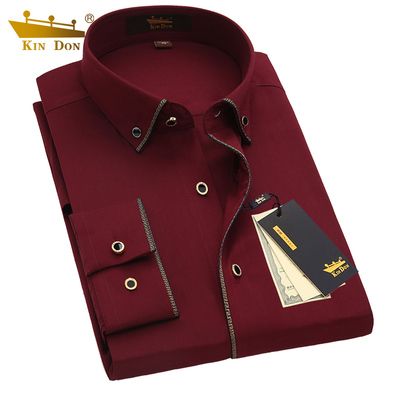 金盾镶边款长袖礼服衬衫男宴会