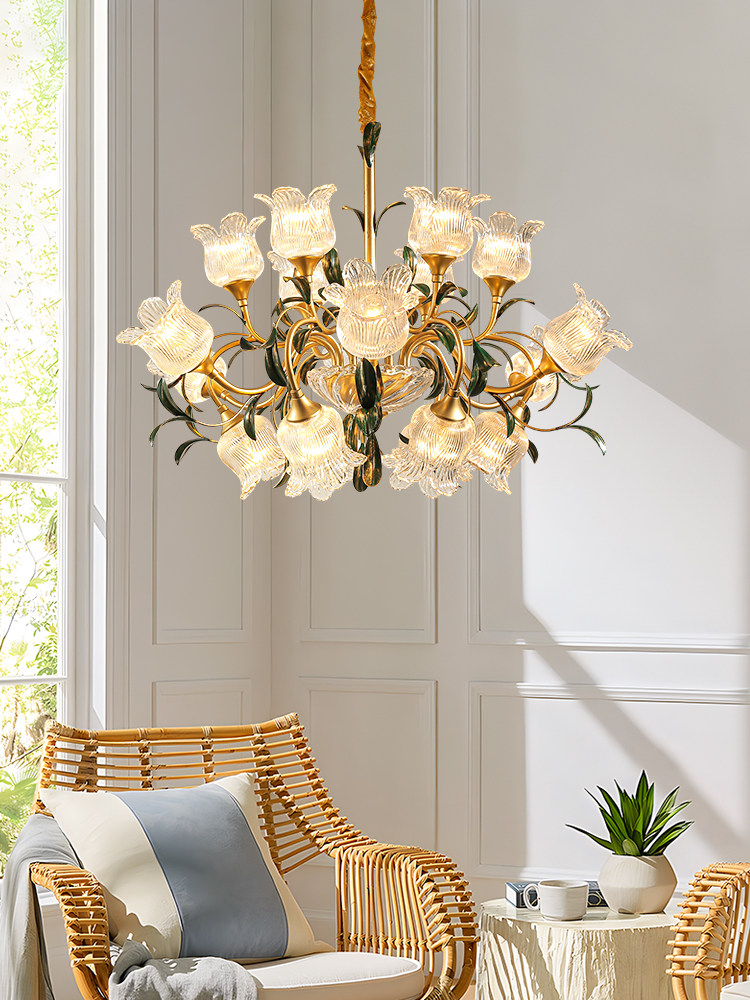 楼梯吊灯长吊灯法式别墅客厅loft覆式楼挑空中空跃层玻璃大吊灯