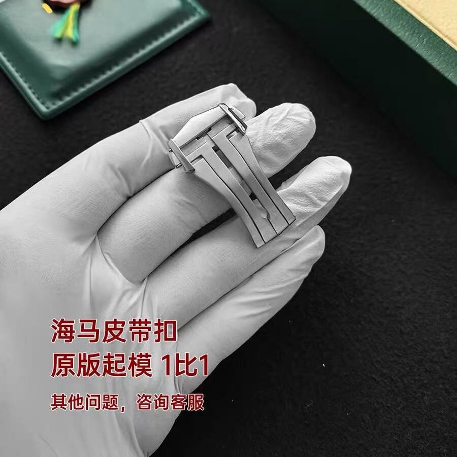 适配欧米茄表扣原装海马150/300/600皮表带蝴蝶扣橡胶带折叠扣头