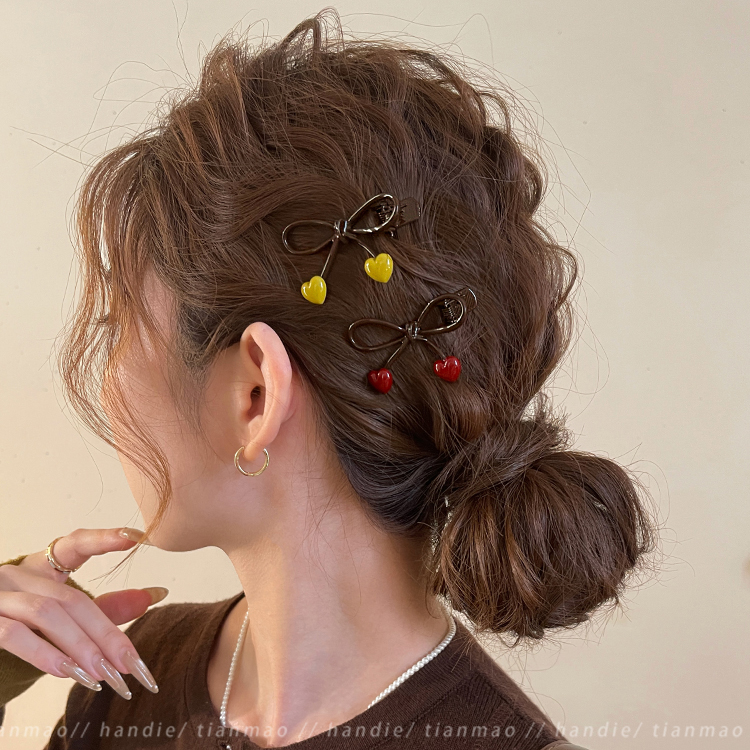 蝴蝶结爱心发夹女前额刘海夹侧边夹发卡2025新款高端鸭嘴夹子发饰