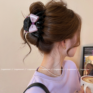 葡萄果汁~蝴蝶结南瓜抓夹女高级感2026新款鲨鱼夹发夹后脑勺发饰