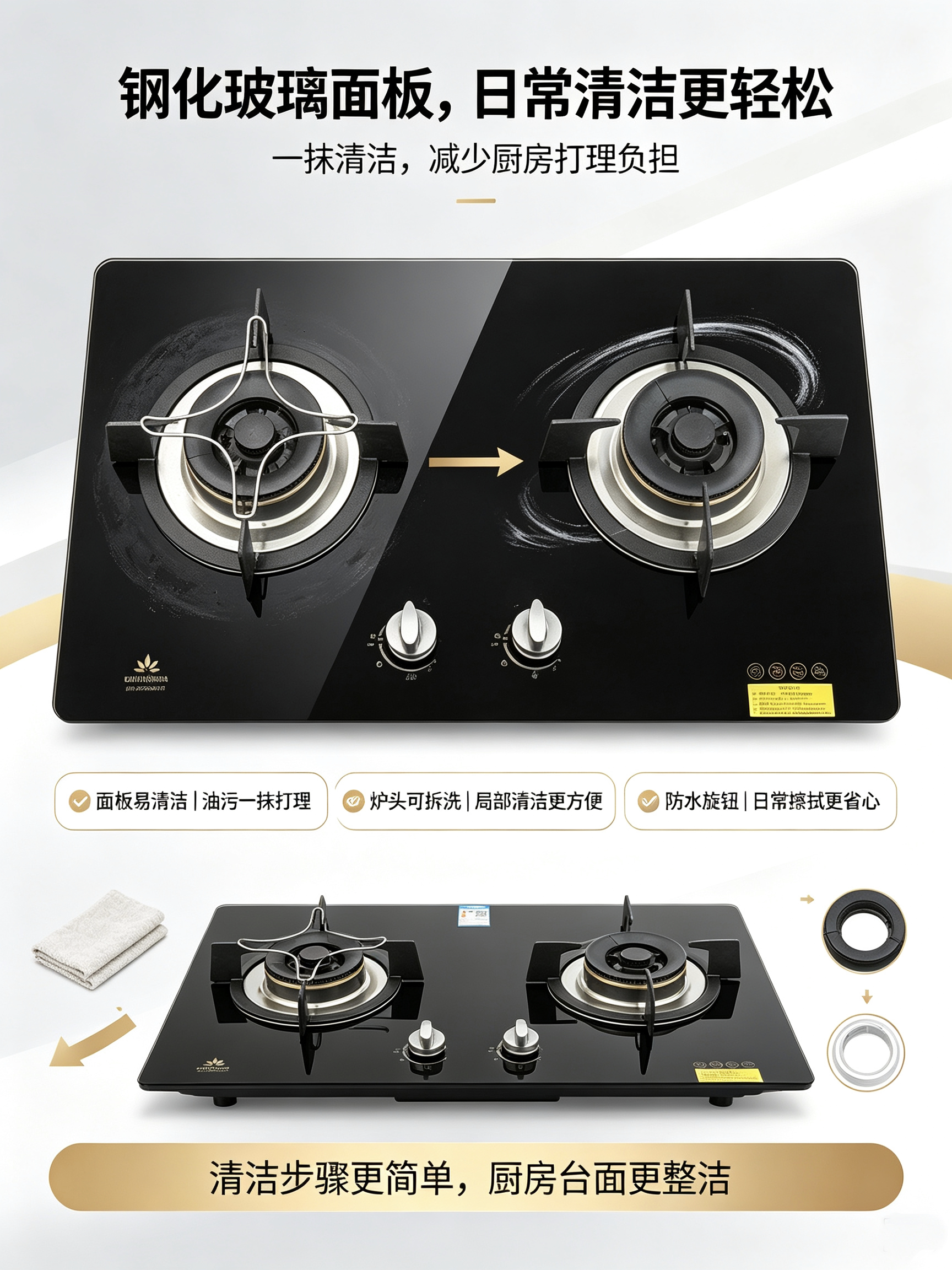 正品港华紫荆燃气灶JZT—23GV2钢化玻璃面板嵌入式家用天然气灶具