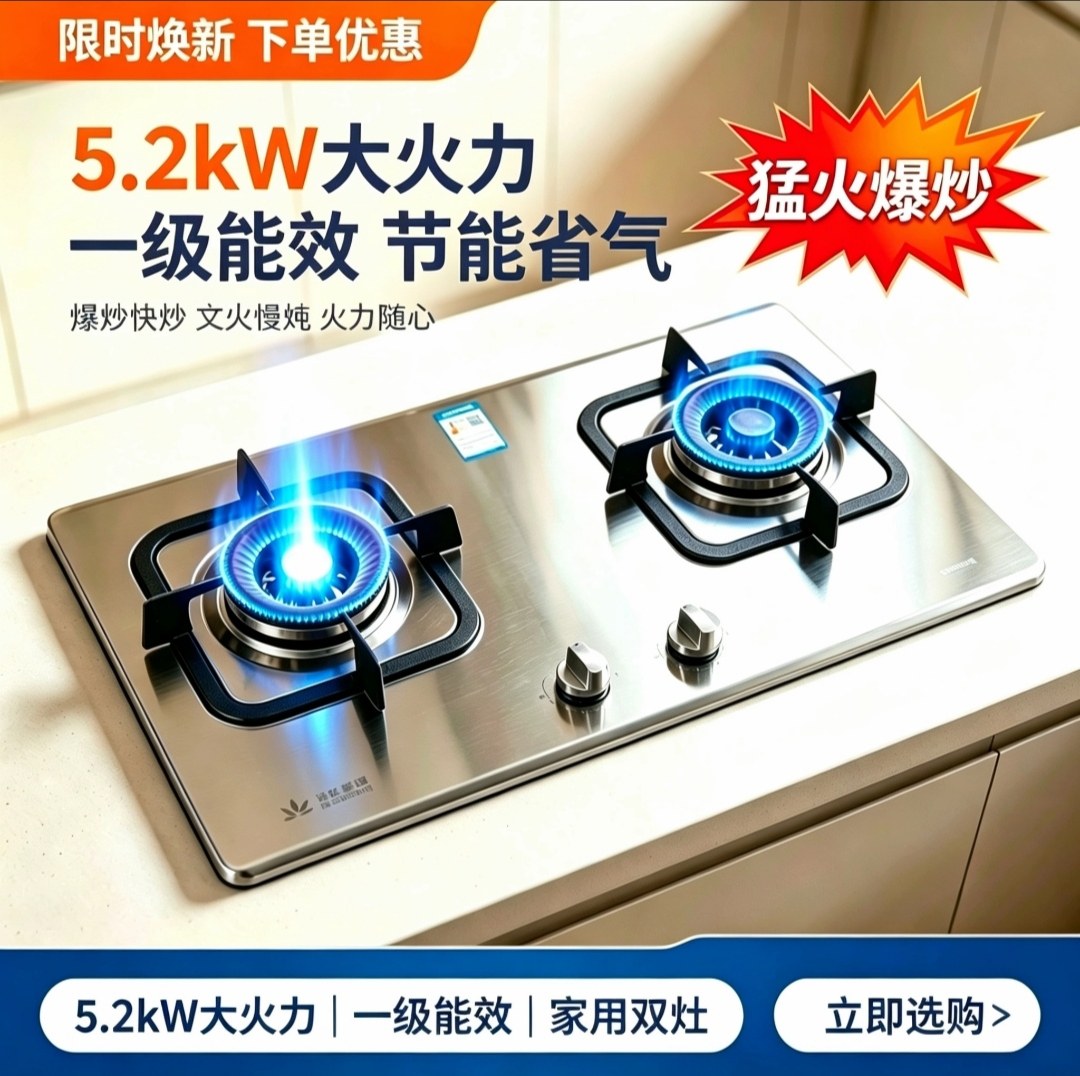 正品港华紫荆BZ-WQ22S燃气灶双灶家用天然气嵌入式灶具大火猛火灶