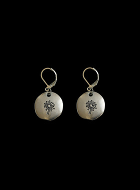 古着vintage复古Antique silver dandelion earrings耳饰