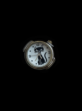 古着vintgae复古猫咪Retro cat pattern elastic ring戒指
