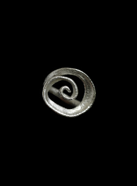 古着Ancient silver spiral patterned open ring戒指