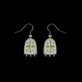 enamel Vintage古着Cross white earrings复古耳饰