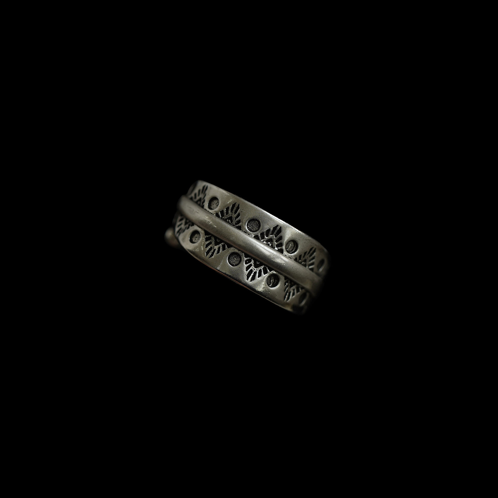古着vintage复古Antique silver handmade carved ring戒指