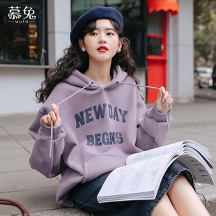 ins连帽加绒加厚卫衣女2025冬季 港风chic宽松bf慵懒风外套潮 新款