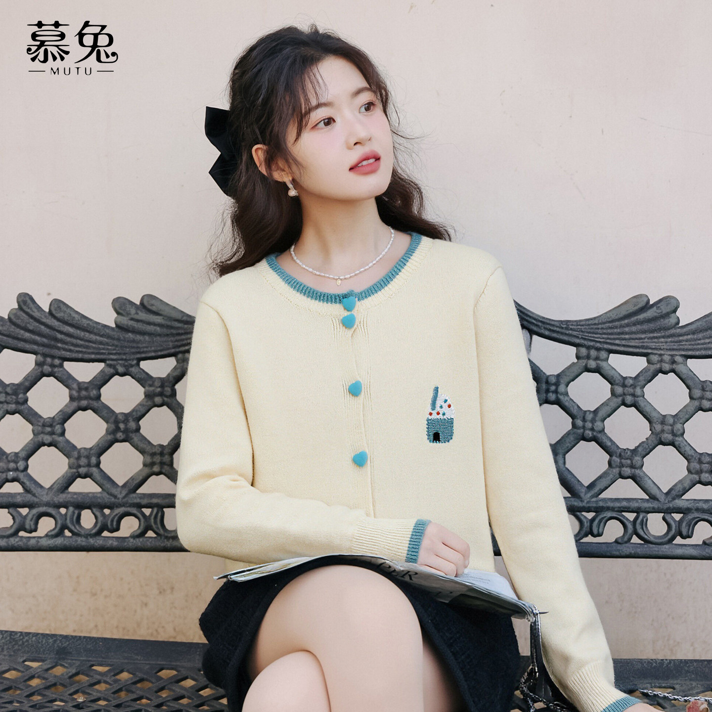 慕兔韩系刺绣长袖针织开衫女2025冬季新款小个子圆领宽松显瘦上衣,女装/女士精品,毛针织衫,淘宝优惠券,粉丝福利购,淘宝优惠卷